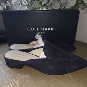 Cole Haan Navy Suede Mules